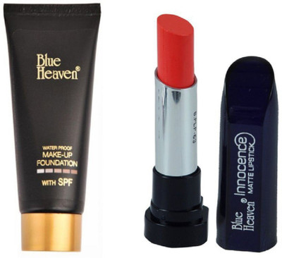 

Blue Heaven tube foundation with innocence orange matte lipstick(Pack of 2)