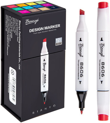

Bianyo Dual Tip Art Permanent Marker Pen Set, 12 Pcs(Set of 12, White)