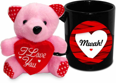 Hot Muggs Mwah with Teddy Ceramic Mug(350 ml)