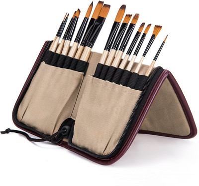 

Bianyo Artist Paint Brush Set in Zippered Black Pouch(Beige)