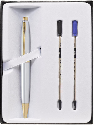 

Cross Cross Calais Chrome and Gold plate Ballpoint Pen & 2 Refills in Cross Gift Box (AT0112-15) Ball Pen