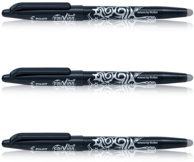 PILOT Frixion Roller Ball Pen(Pack of 3, Ink Color - Black)