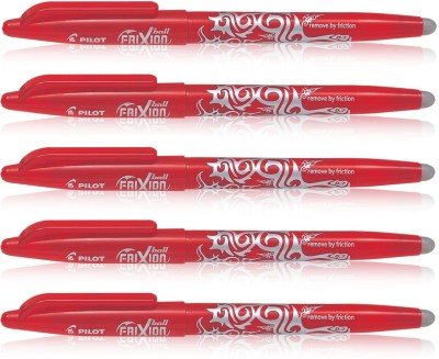 PILOT Frixion Roller Ball Pen(Pack of 5, Ink Color - Red)