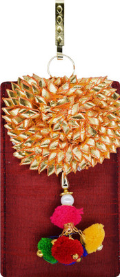 

Bagaholics Ethnic Raw Silk Saree Clutch Flower Brooch and Multicolor Pom Pom Mobile Pouch Waist Clip Ladies Purse Gift For Women Pouch(Maroon)
