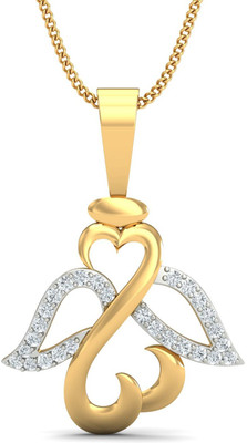 15% OFF on KuberBox Angel Wings Diamond Yellow Gold Pendant