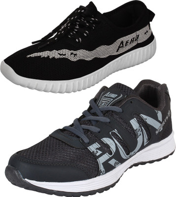 

Aero 02 Pair Combo AMG Performance Running and Canvas Running Shoes For Men(Grey, Silver, Black, Dgrey::silver::black