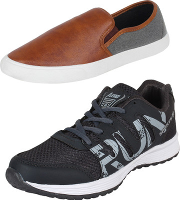 

Aero 02 Pair Combo AMG Performance Running and Canvas Running Shoes For Men(Grey, Silver, Brown, Grey, Dgrey::silver::brown::grey