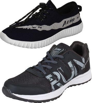 

Aero 02 Pair Combo AMG Performance Running and Canvas Running Shoes For Men(Grey, Silver, Blue, Dgrey::silver::blue
