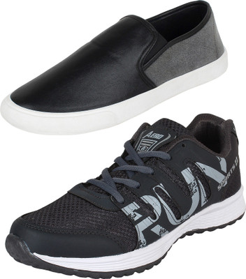 

Aero 02 Pair Combo AMG Performance Running and Canvas Running Shoes For Men(Grey, Silver, Black, Grey, Dgrey::silver::black::grey