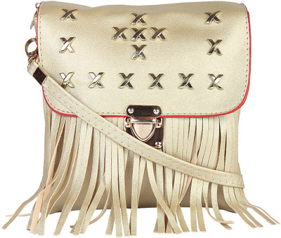 

London Design Women Casual Gold Leatherette Sling Bag