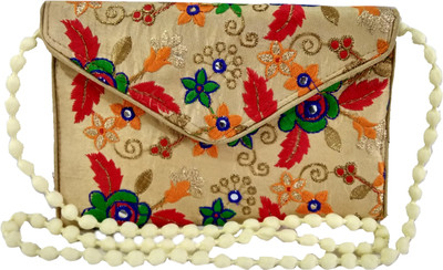 

Giftingtree Girls Casual Gold Cotton Sling Bag