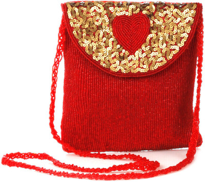 

Ahankara Women Evening/Party Red Beads Sling Bag