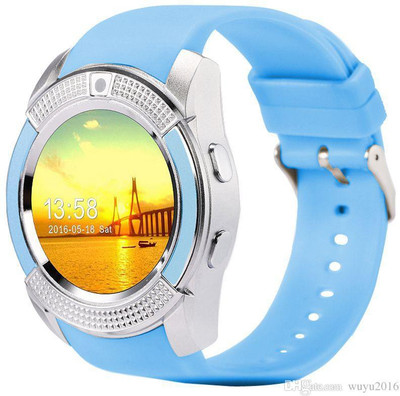 

MOBILE FIT Compatible Certified Bluetooth | Round Dial | White Smart Watch V9 Wrist Watch Phone with SIM Card Support (Blue) Blue Smartwatch(Blue Strap regular)