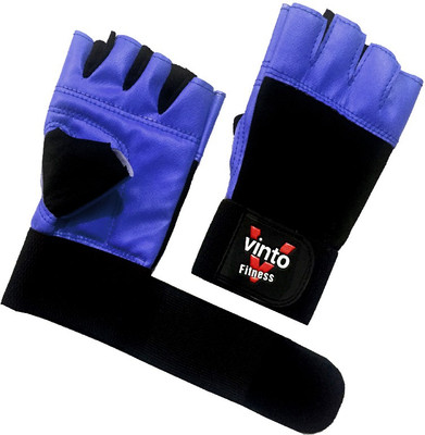 

Vinto PRO SERIES PADDED LEATHER FOAM BLUE BLACK GYM GLOVES Gym & Fitness Gloves (, Blue, Black
