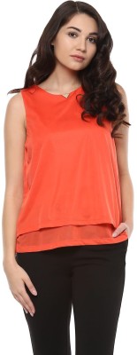 Allen Solly Casual Sleeveless Solid Women Orange Top