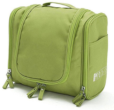 Iktu Multifunction Unisex Zipper Toiletry Bag Travel Organizer Hanger Storage Waterproof Makeup Pouch Cosmetic Case (Green)(Green)