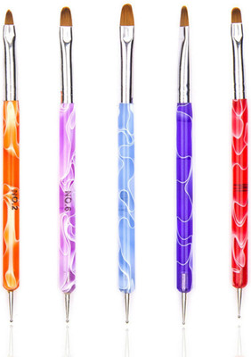 

Quality Deal QD 2-Ways Marbleizing Pen Acrylic UV GEL Nail Art Dotting Brush Pen Builder Liner Design for acrylic nail brushes , 5 Pcs set