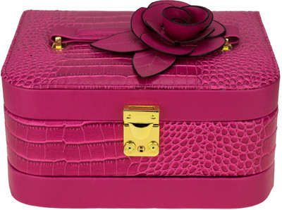 

AVMART Leather Look Flower Cosmetic Organizer Makeup, Fashion, Jewellery, Multi Purpose Vanity Box(Pink)