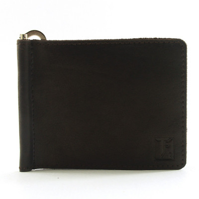 

TOFFIL Men Brown Genuine Leather Money Clip(2 Card Slots), Dark brown