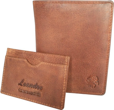

Leandre Men Tan Genuine Leather Wallet(10 Card Slots)