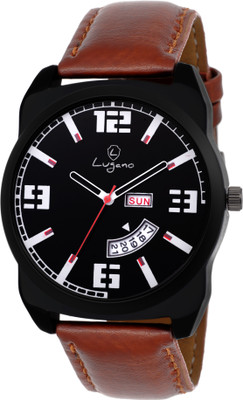 

Lugano LG 1117 Exquisite & Royal Black Dial Day & Date Watch - For Men