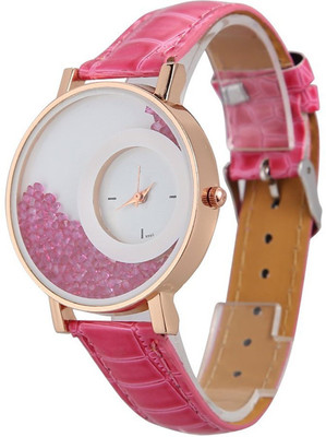 

Rage Enterprise New Stylish Lite_Pink Leather Belt Fancy Diamond Men & Women Watch - For Girls