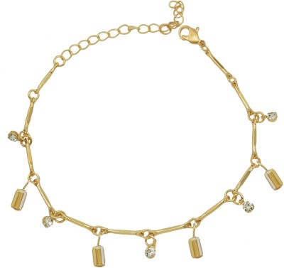 HIGH TRENDZ Trendy Light Weight Gold Plated Anklet With Hanging Brown Crystal Alloy Anklet
