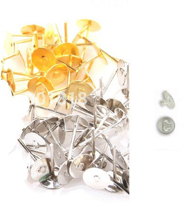 puffy Gold/Silver Finish Stud Head Pin And Earring Rubber Back Bush For Jewellery Making Kit available at flipkart for Rs.145