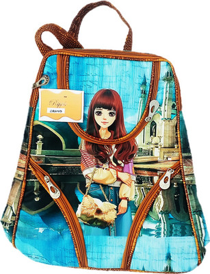 

ripple printed sky blue bag 14 L Backpack(Blue, Multicolor)
