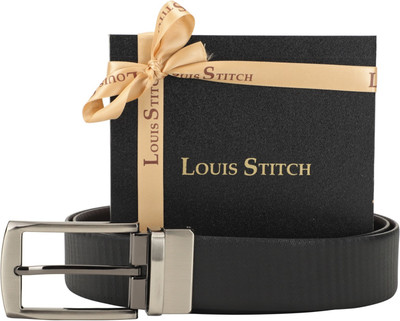 

LOUIS STITCH Men Formal Black Genuine Leather Reversible Belt, Reversible black and brown