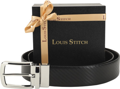 

LOUIS STITCH Men Formal Black Genuine Leather Reversible Belt, Reversible black and brown