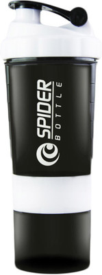 

Spider protein shaker bottle, 550 ml, Leak proof, storage container (1pc) 500 ml Shaker(Pack of 1, White), Black;white