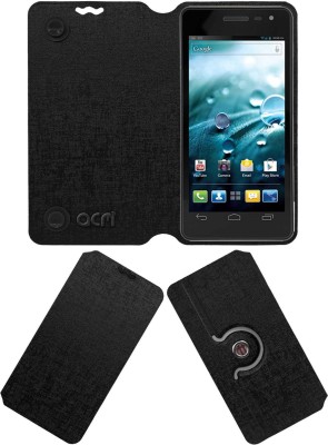 ACM Flip Cover for Spice Mi-495 Stellar Virtuoso(Black, Cases with Holder, Pack of: 1)