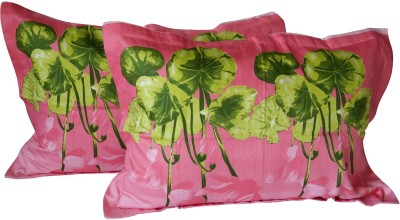 Vissage Cotton Pillows Cover(Pack of 2, 75 cm*50 cm, Green, Pink)