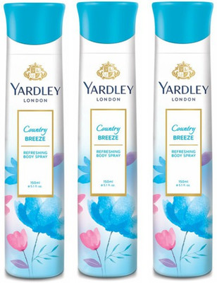 

Yardley London Three Country Breeze Deodorant Combo for Women Body Spray - For Women(450 ml, Pack of 3)