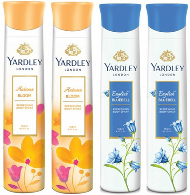 

Yardley London Two Autumn Bloom & Two English Bluebell Deodorant Combo for Women Body Spray - For Women(600 ml, Pack of 4)