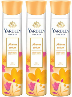 

Yardley London Three Autumn Bloom Deodorant Combo for Women Body Spray - For Women(450 ml, Pack of 3)