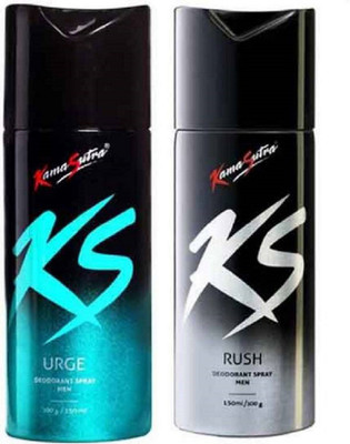 

kama suthra KS RUSH,URGE Deodorant Spray - For Men & Women(300 ml, Pack of 2)