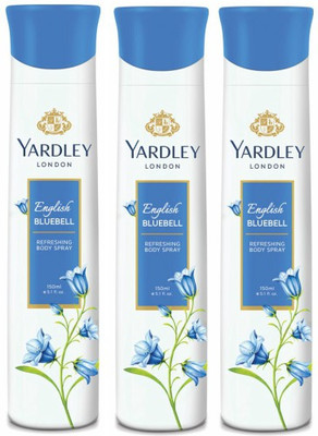 

Yardley London Three English Bluebell Deodorant Combo for Women Body Spray - For Women(450 ml, Pack of 3)
