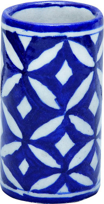 om craft villa 1 Compartments blue pottery pen stand(Blue, White)