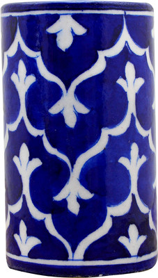 om craft villa 1 Compartments blue pottery pen stand(Blue)