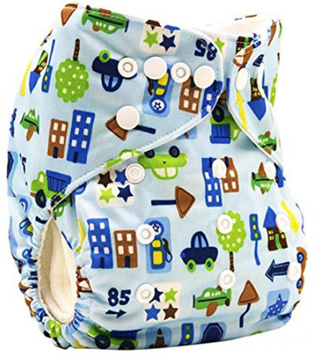 

Babymoon ( SET of 3 - 1 Cloth Diaper with 2 Wetfree Bamboo Inserts) Designer Premium Reusable, Adjustable Size, Waterproof, Washable, Pocket Cloth Diaper Nappie Reusable Diaper(Blue)