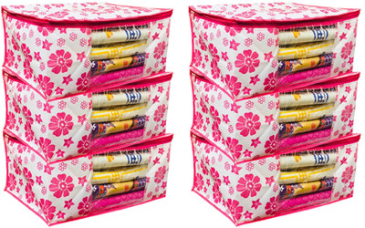 

Kuber Industries Designer Extra Large Size Non Woven Saree Cover Pink Floral Design Set of 6 Pcs (90 GSM Fabric) -NS18 PinkXLNS18(Pink)