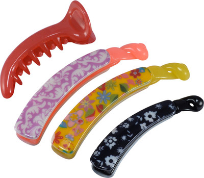 

Saamarth Impex Multi color Clutcher 2 Different Design Hair Accessories-Set Of 4 Piece Banana Clip(Multicolor)
