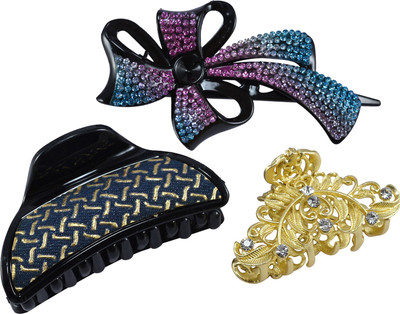 

Saamarth Impex Party Casual Wedding Wear Designer Premium Fancy Hair Clip For Women & Girls Set OF 3 Hair Claw(Multicolor)