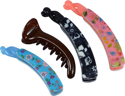 

Saamarth Impex Multi color Clutcher 2 Different Design Hair Accessories-Set Of 4 Piece Hair Clip(Multicolor)