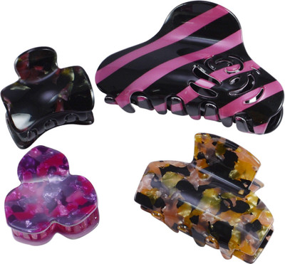 

Saamarth Impex Printed Multicolor Hair Clips , Woman Hair Accessories For Long Short Pony-Set Of 4 Piece Hair Claw(Multicolor)