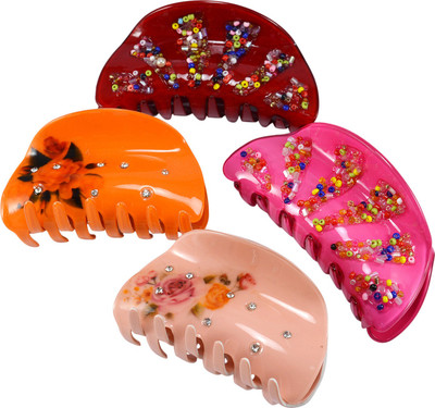

Saamarth Impex Multicolor Printed Beads Decorated 4 Piece Set Hair Accessories Hair Claw(Multicolor)