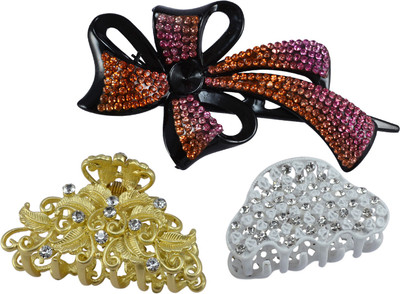 

Saamarth Impex Party Casual Wedding Wear Designer Premium Fancy Hair Clip For Women & Girls Set OF 3 Hair Claw(Multicolor)