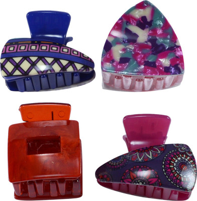 

Saamarth Impex Multi color Printed Clutcher 3 Different Design Hair Accessories Set Of 4 Piece Hair Claw(Multicolor)